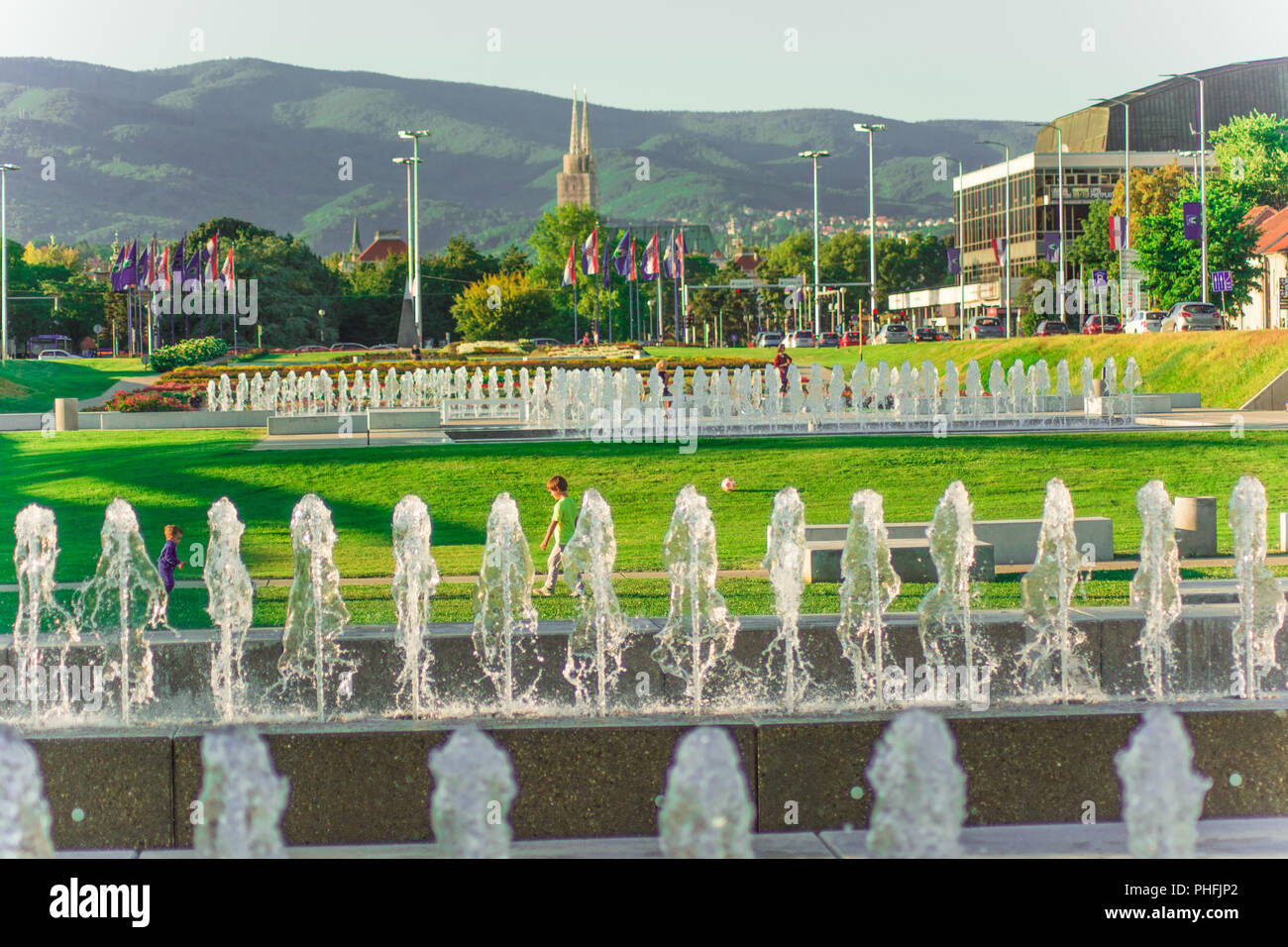 Zagreb fountains, city centre Stock Photo Alamy