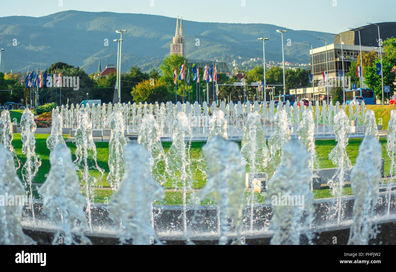 Zagreb fountains, city centre Stock Photo Alamy