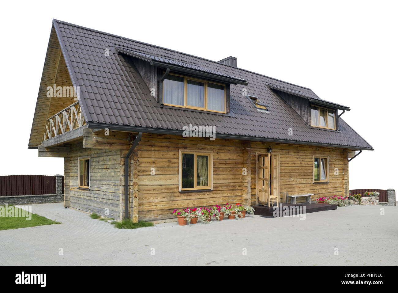 Rural modern hotel isolated Stock Photo