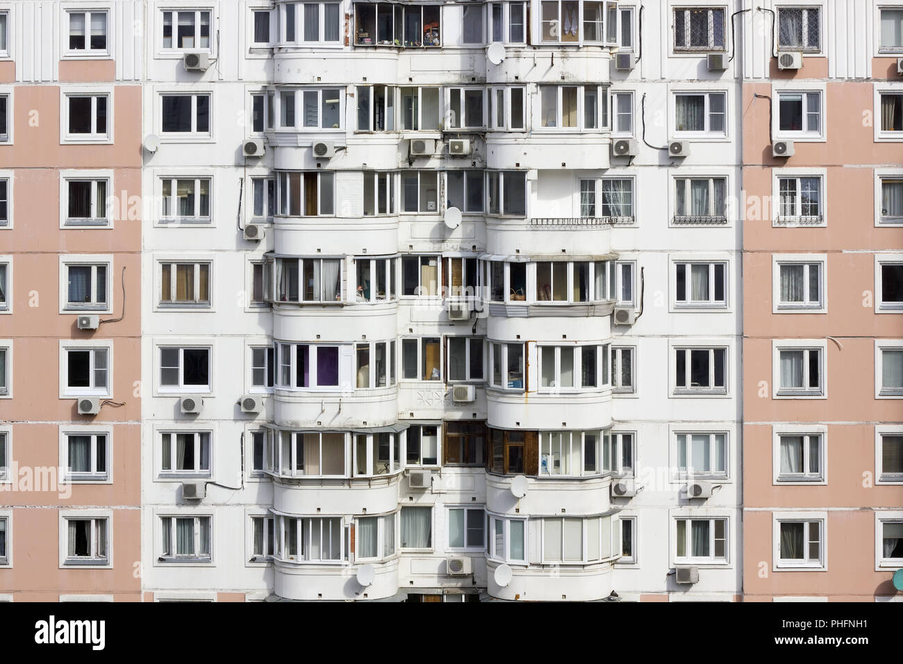 Windows and balconies - big city house Stock Photo