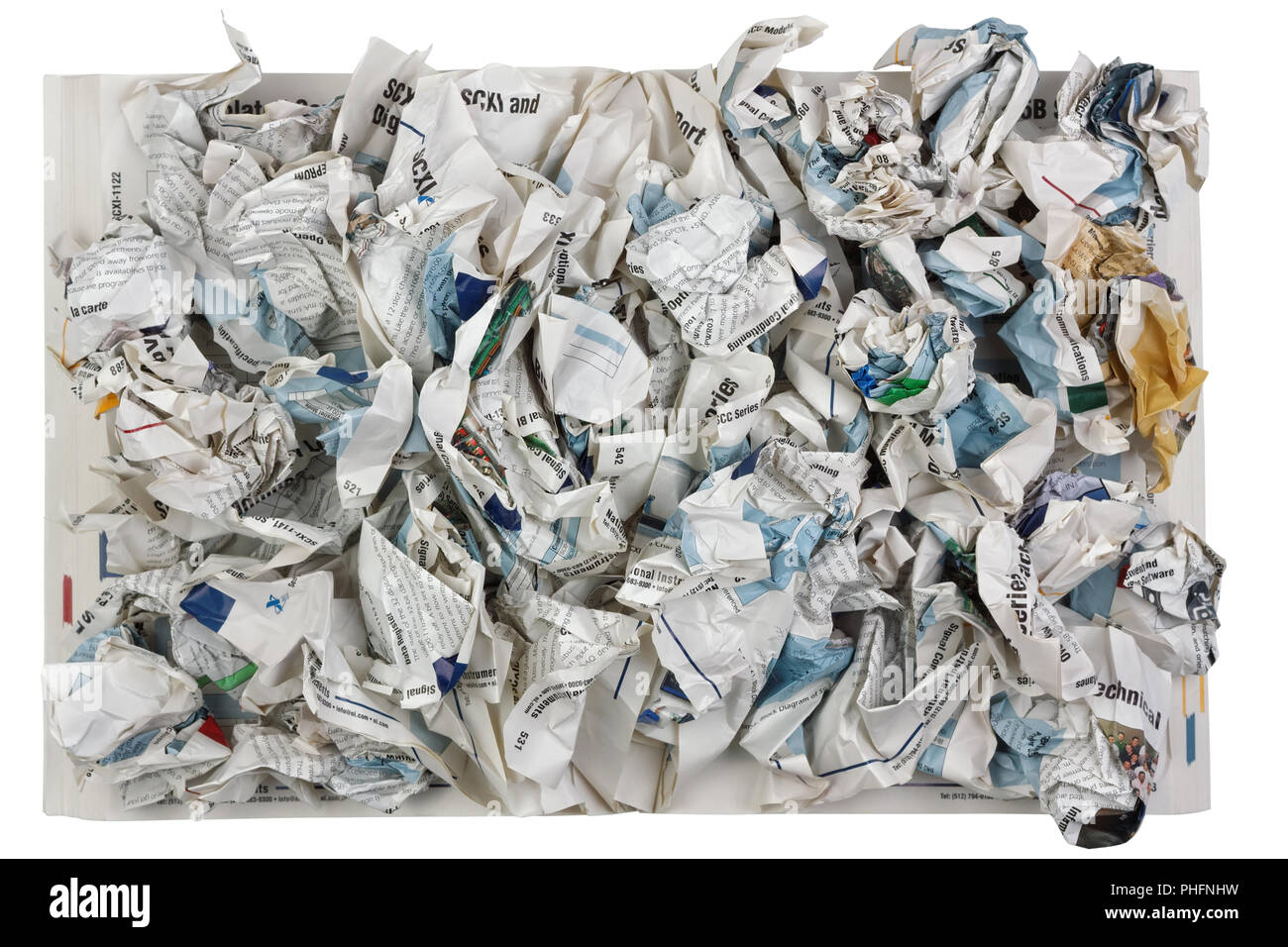 crumpled pages of the scientific magazine Stock Photo