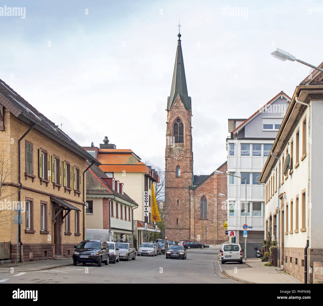 St. Georgen in the Black Forest with Lorenz Church Stock Photo