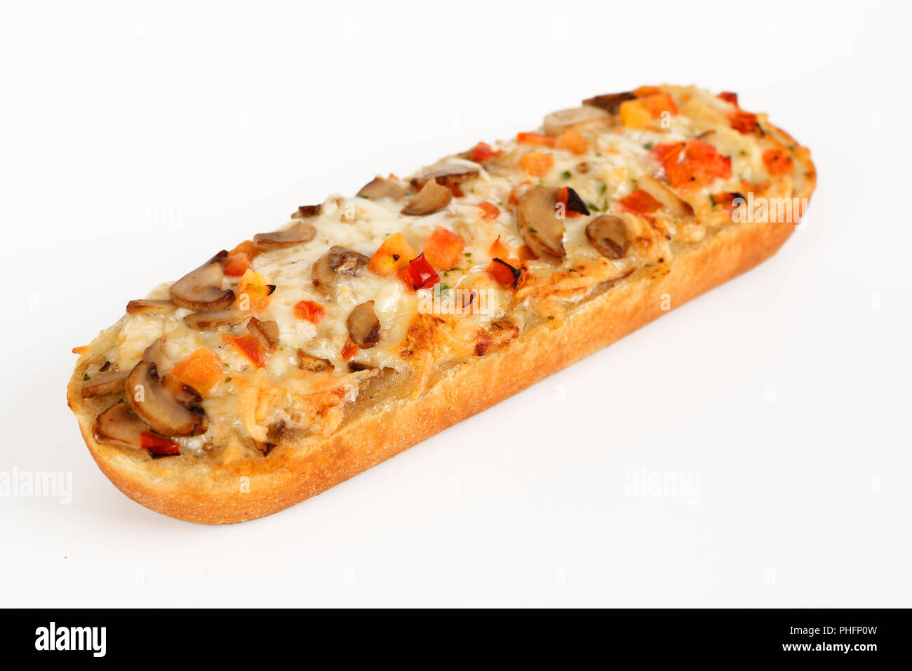 pizza baguette with mushrooms Stock Photo