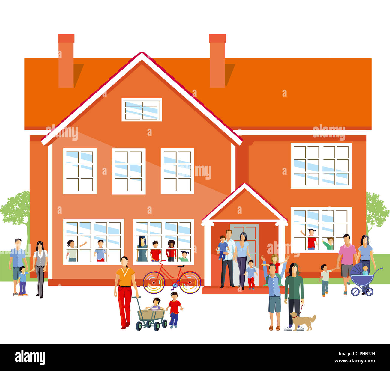 Kindergarten with parents and family Stock Photo - Alamy