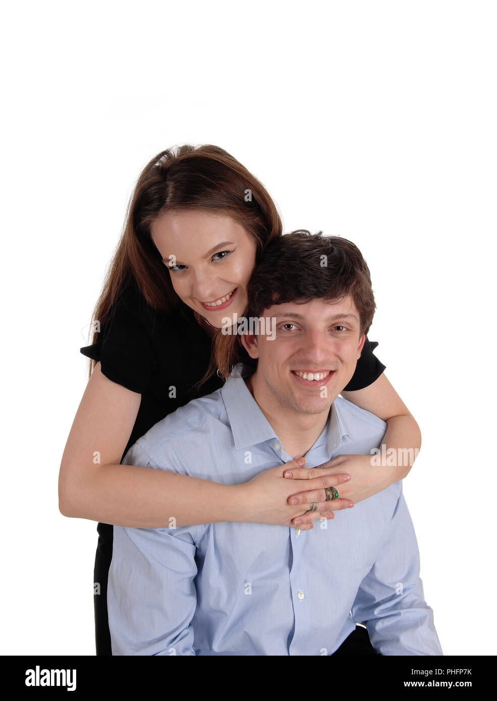 Girl hugging her handsome boyfriend Stock Photo - Alamy