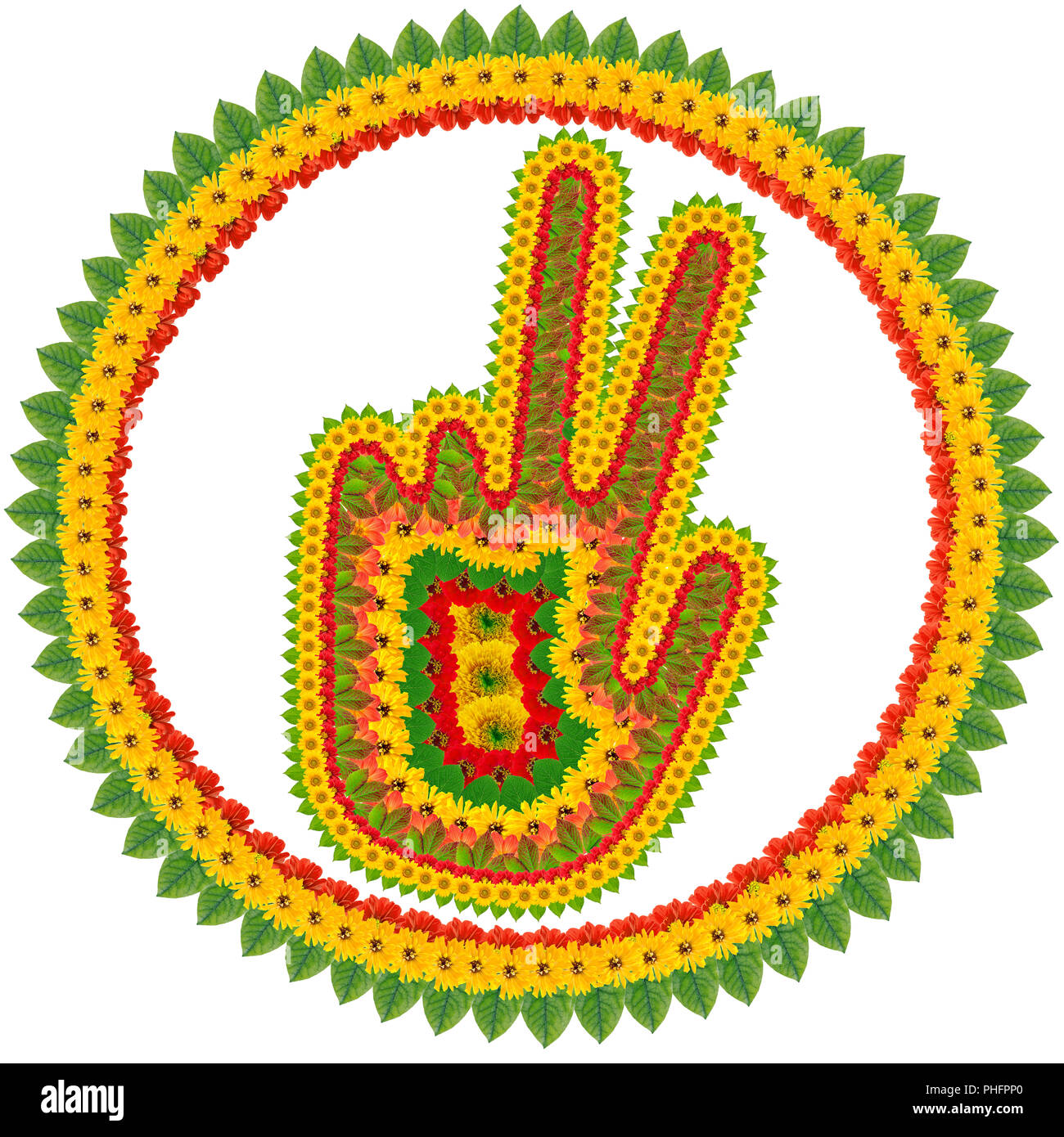 Victory sign in flower style Stock Photo Alamy