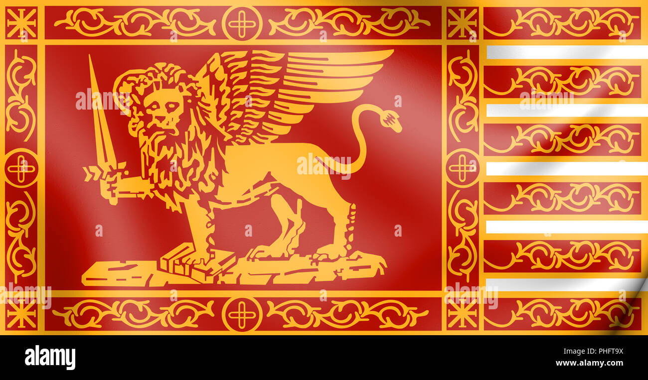 3D Flag of Republic of Venice. 3D Illustration. Stock Photo