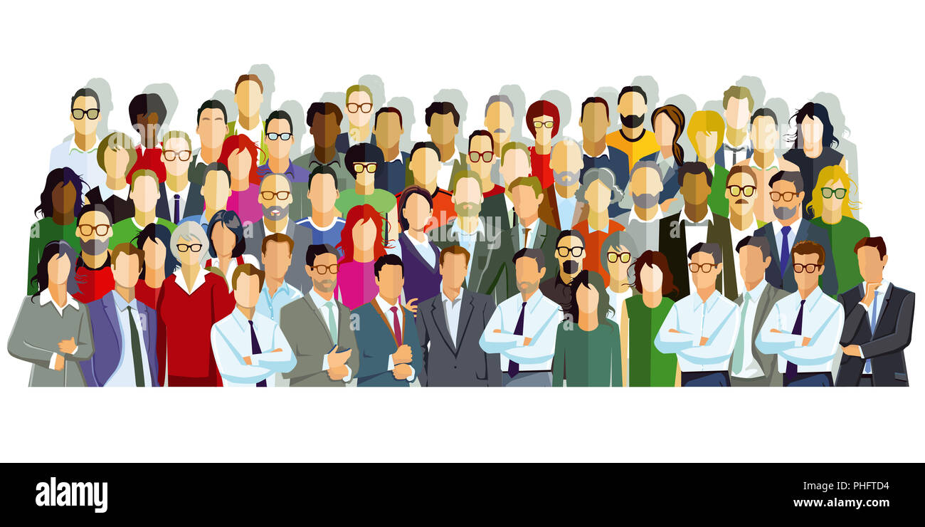 Large group of people introduce themselves, illustration Stock Photo