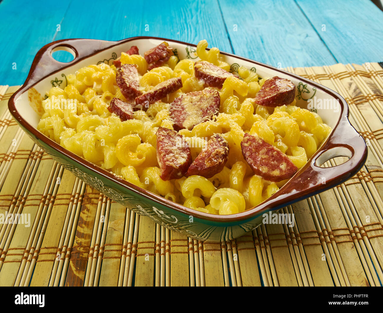 Spanish Pasta With Chorizo Stock Photo Alamy