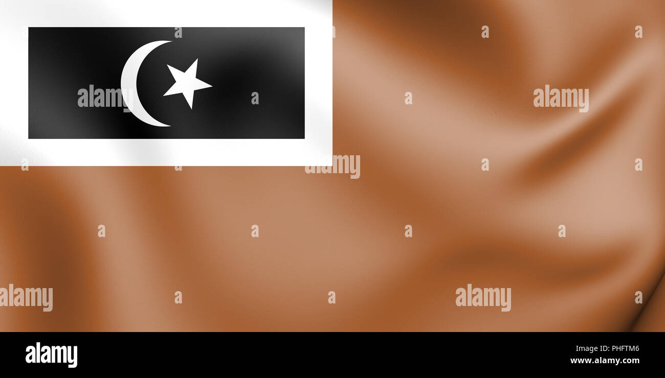 3D Flag of Setiu (Terengganu), Malaysia. 3D Illustration. Stock Photo