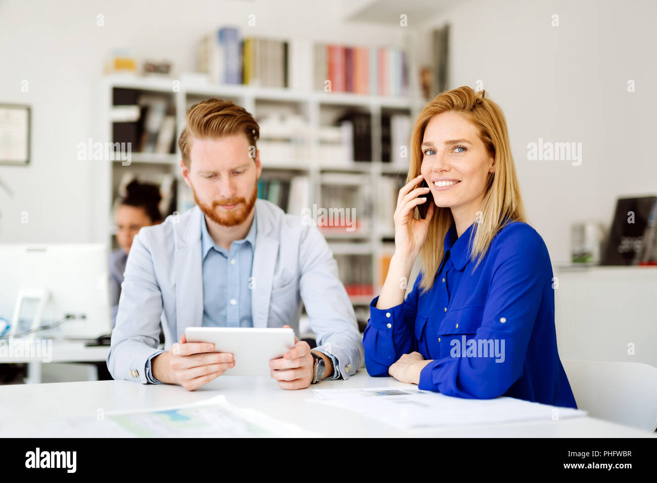 Confident company ceo at meeting Stock Photo