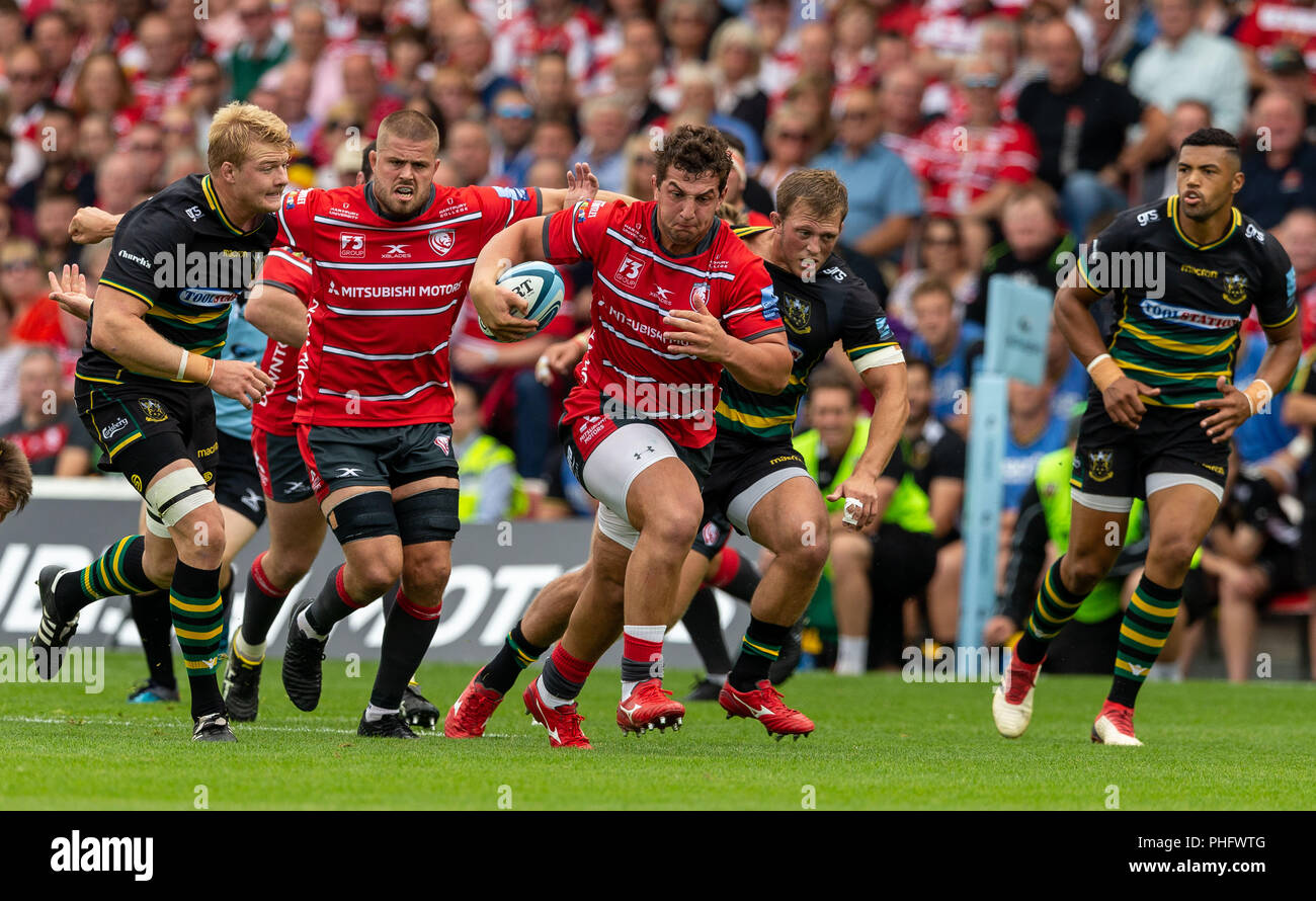 Gloucester Rugbys Val Rapava Ruskin during the Gallagher Premiership match at Kingsholm Stadium, Gloucester Stock Photo