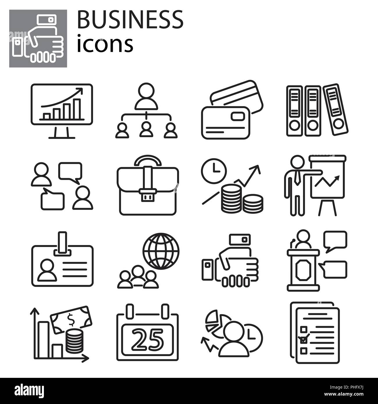 Web icons set - Business black on white background Stock Vector Image ...