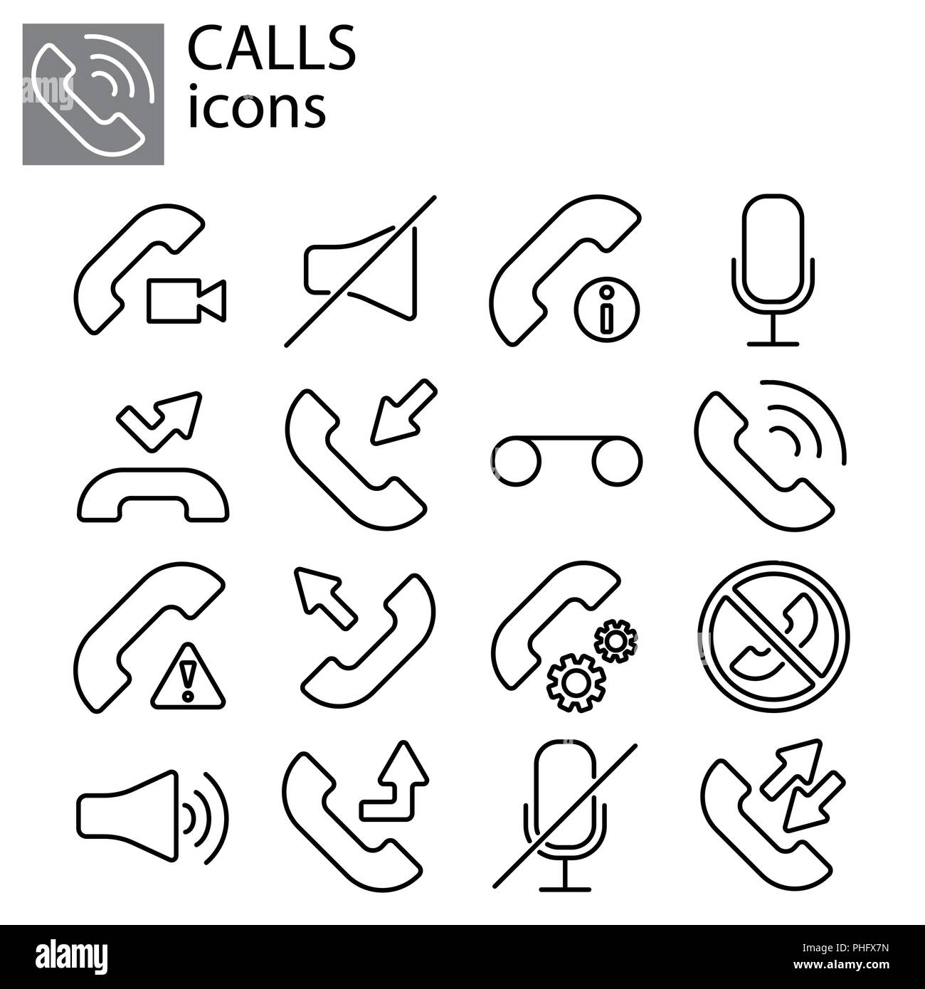 Web line icon. Calls icon black on white background Stock Vector