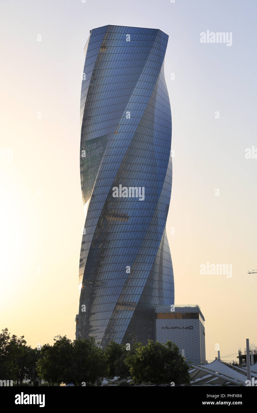 Twisting tower Wyndham Grand Manama in the capital of Bahrain Stock Photo