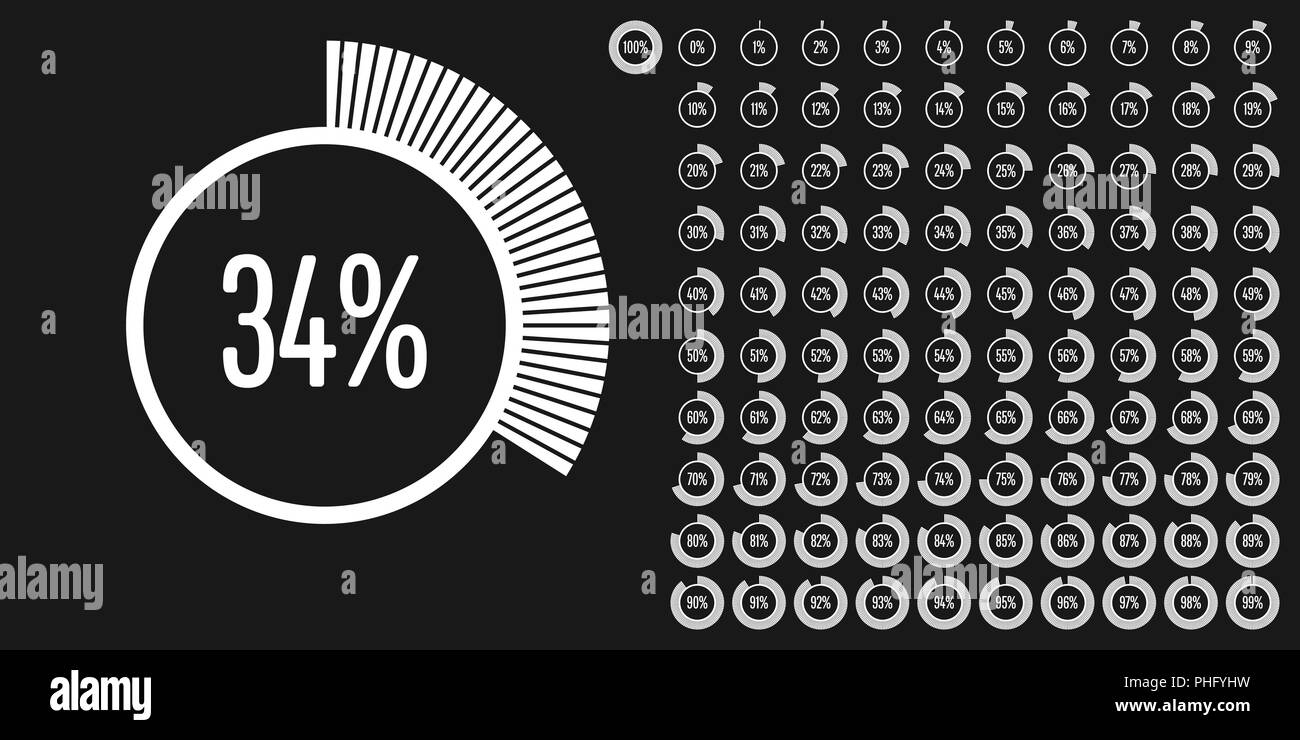 Set of circle percentage diagrams from 0 to 100 ready-to-use for web ...
