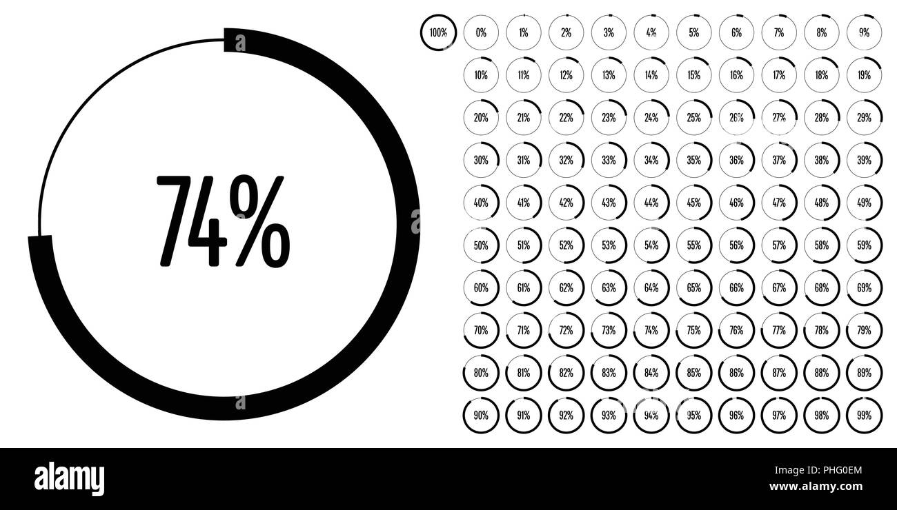 Set of circle percentage diagrams from 0 to 100 ready-to-use for web ...