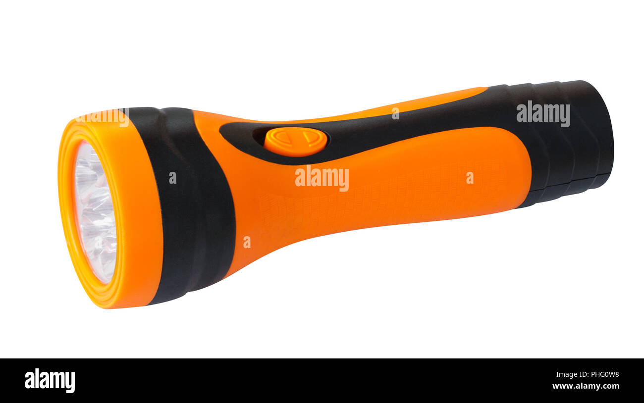 Orange flashlight on a white background Stock Photo