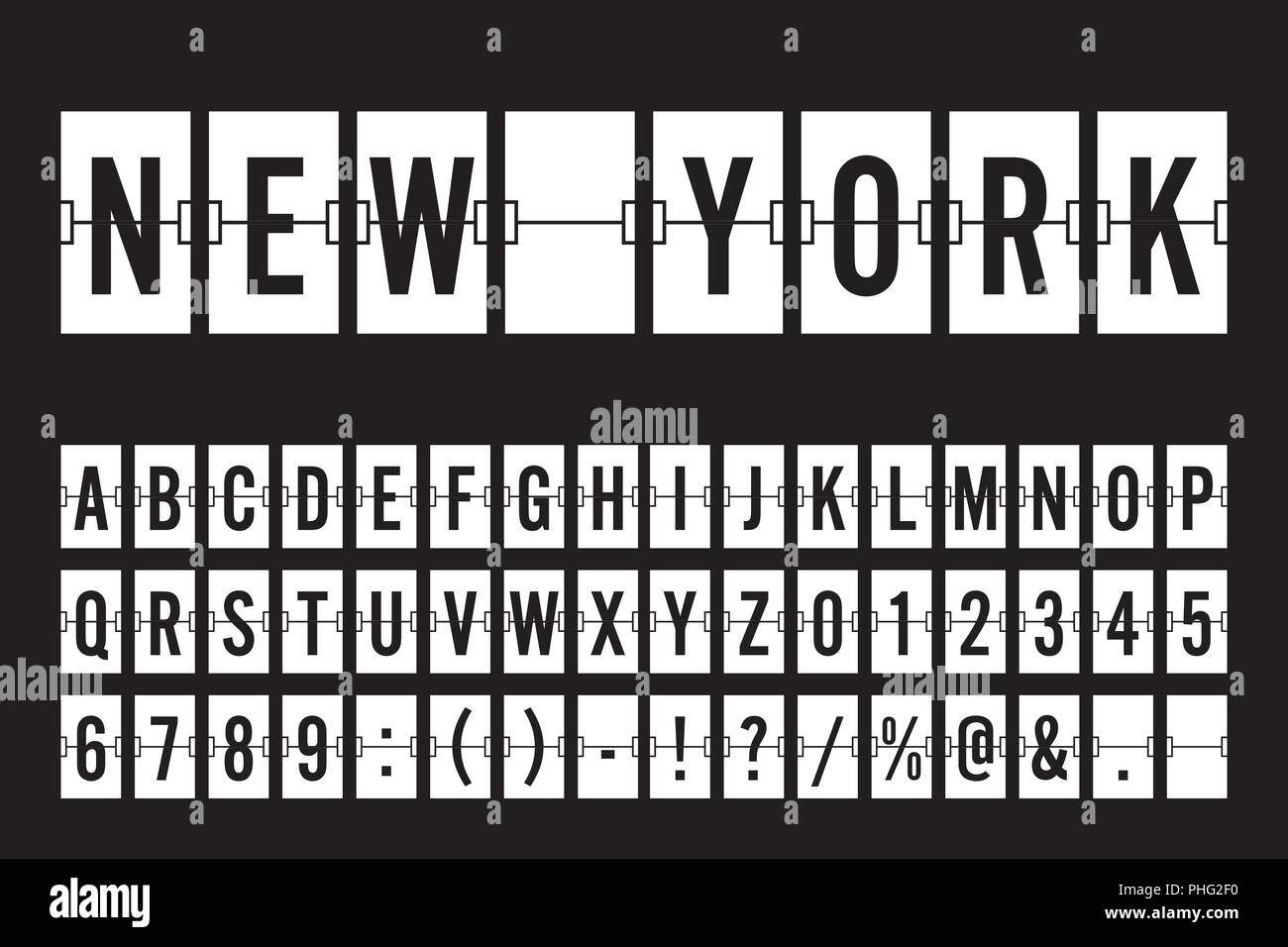 Airport Mechanical Flip Board Panel Font - Black Font on White Background  Vector Illustration Stock Vector Image & Art - Alamy