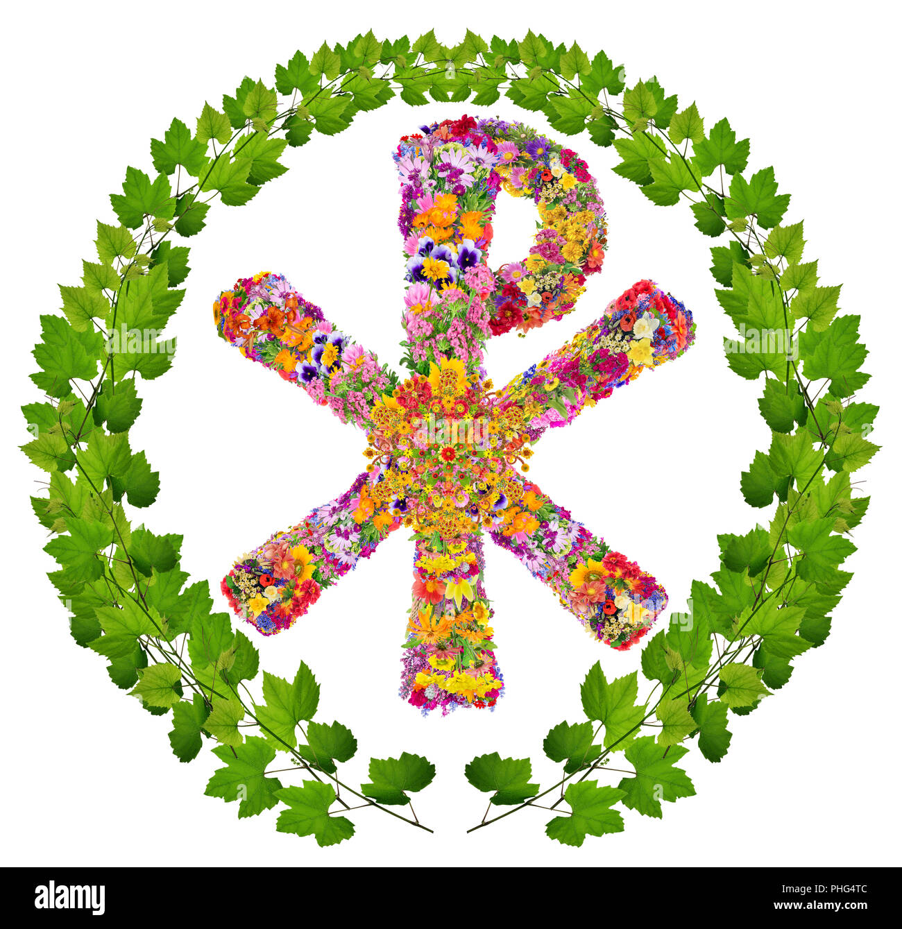 Floral christian symbol of Christ Stock Photo