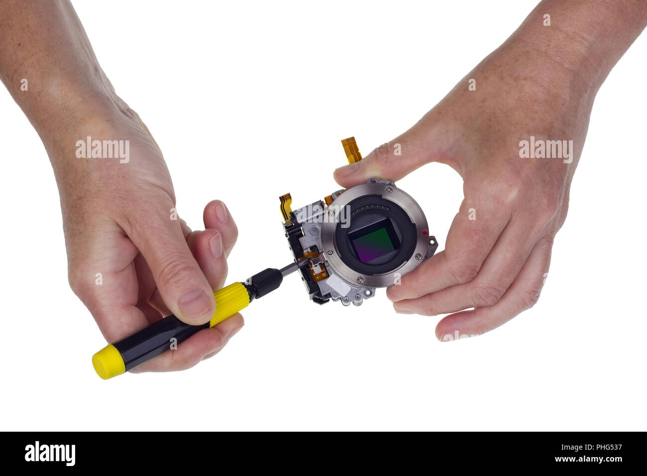 Adjustment of a hitech image sensor Stock Photo Alamy