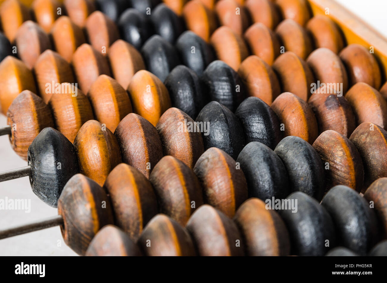 Old abacus, close-up isolated on white Stock Photo