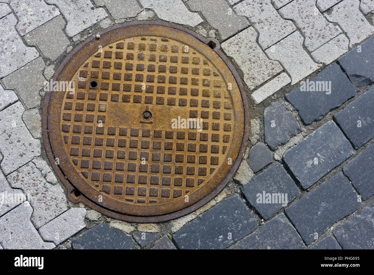 hatch of the city sewerage Stock Photo