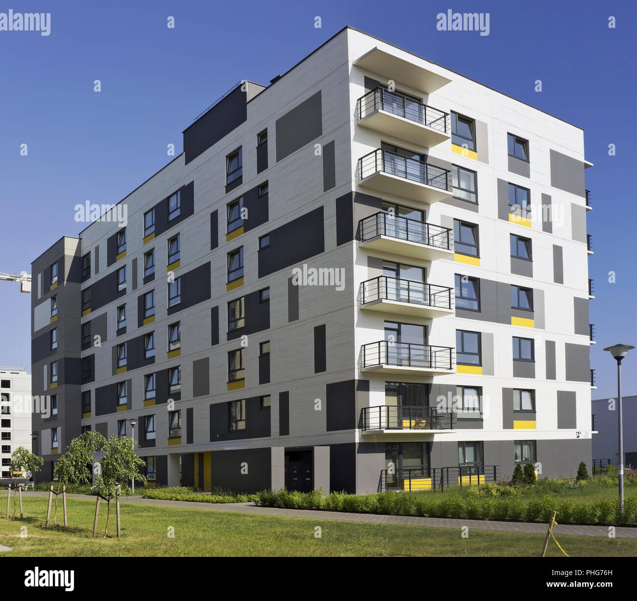 Modern modular house with low cost small-sized apartments Stock Photo