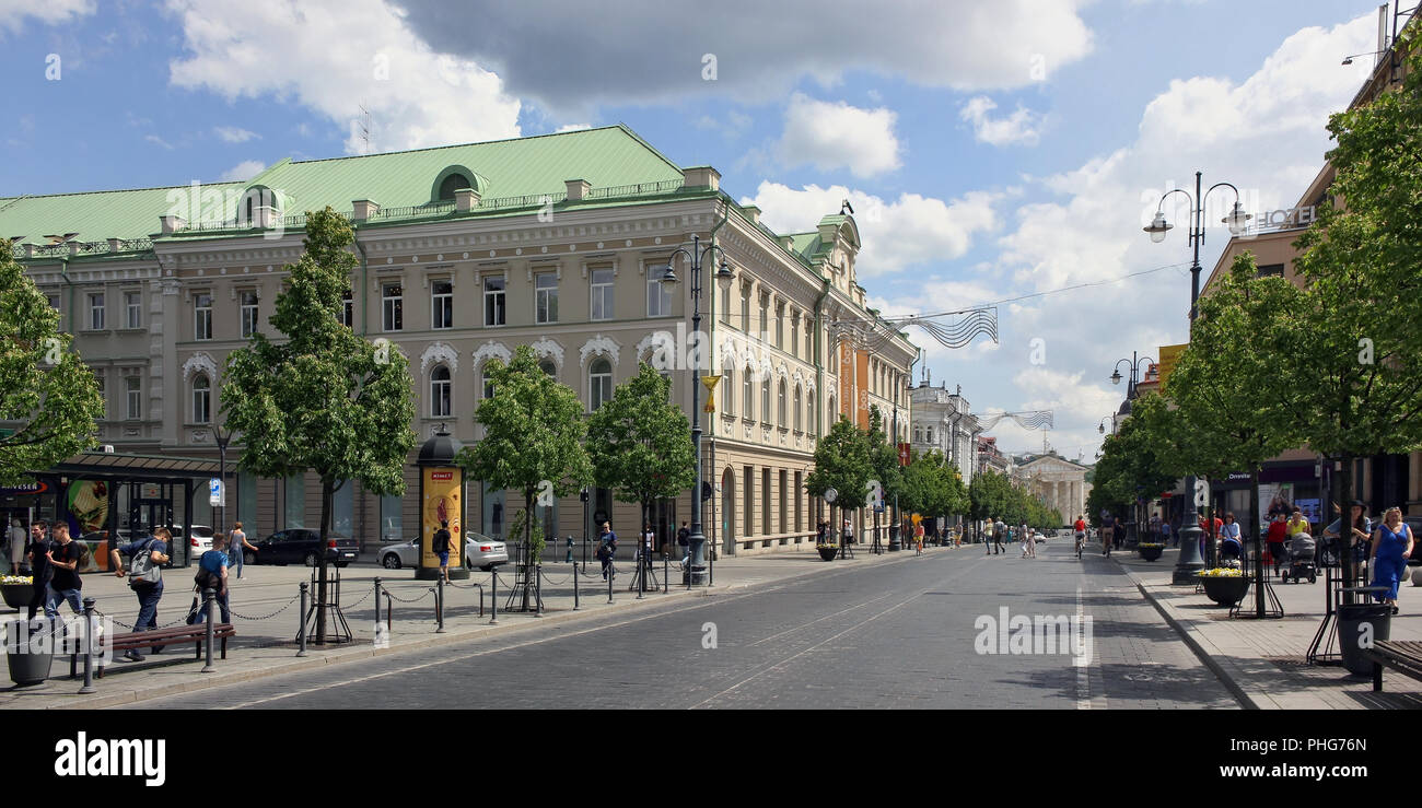 Main street of the Lithuanian capital Stock Photo