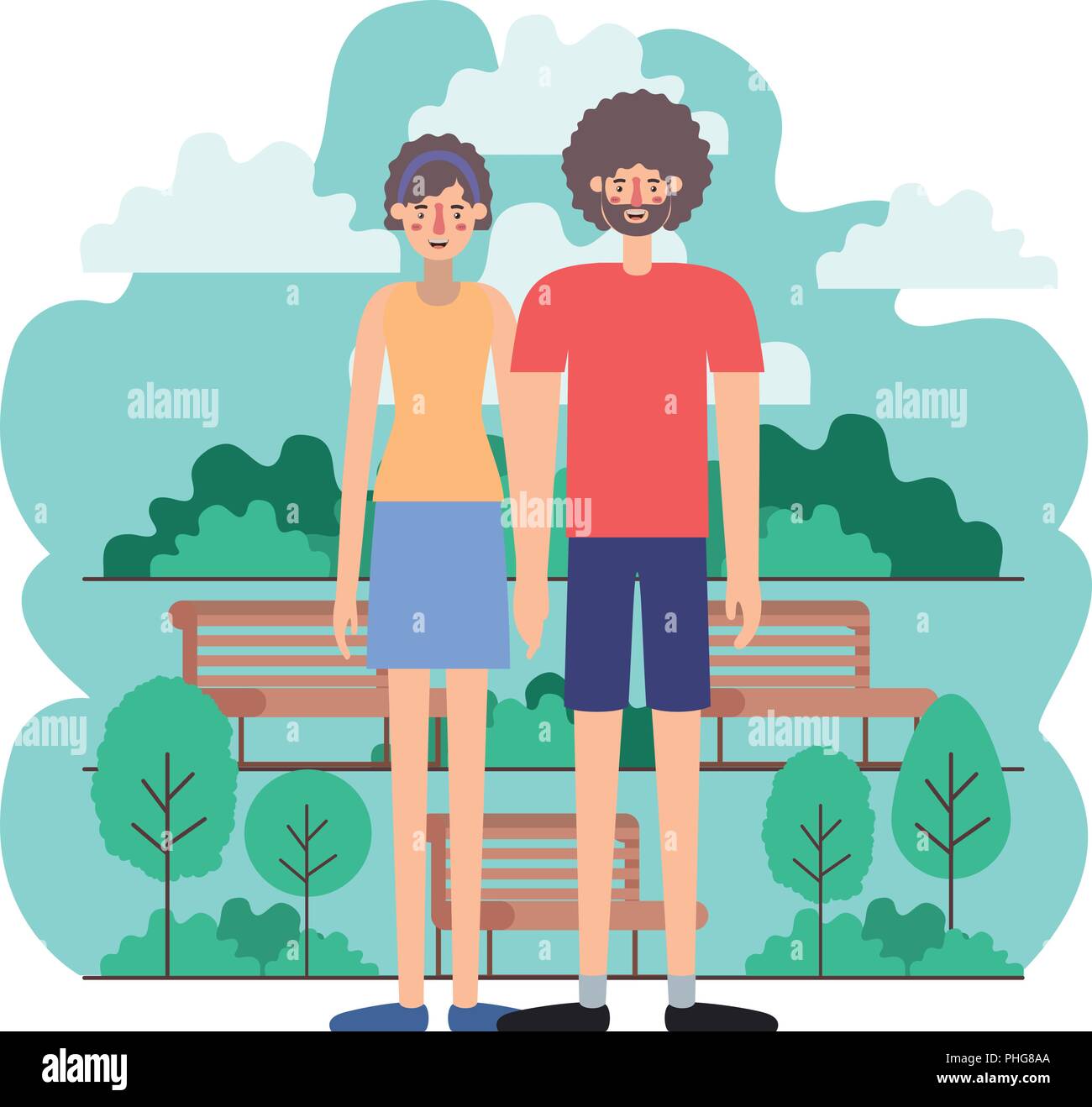 couple characters in the park scene Stock Vector Image & Art - Alamy