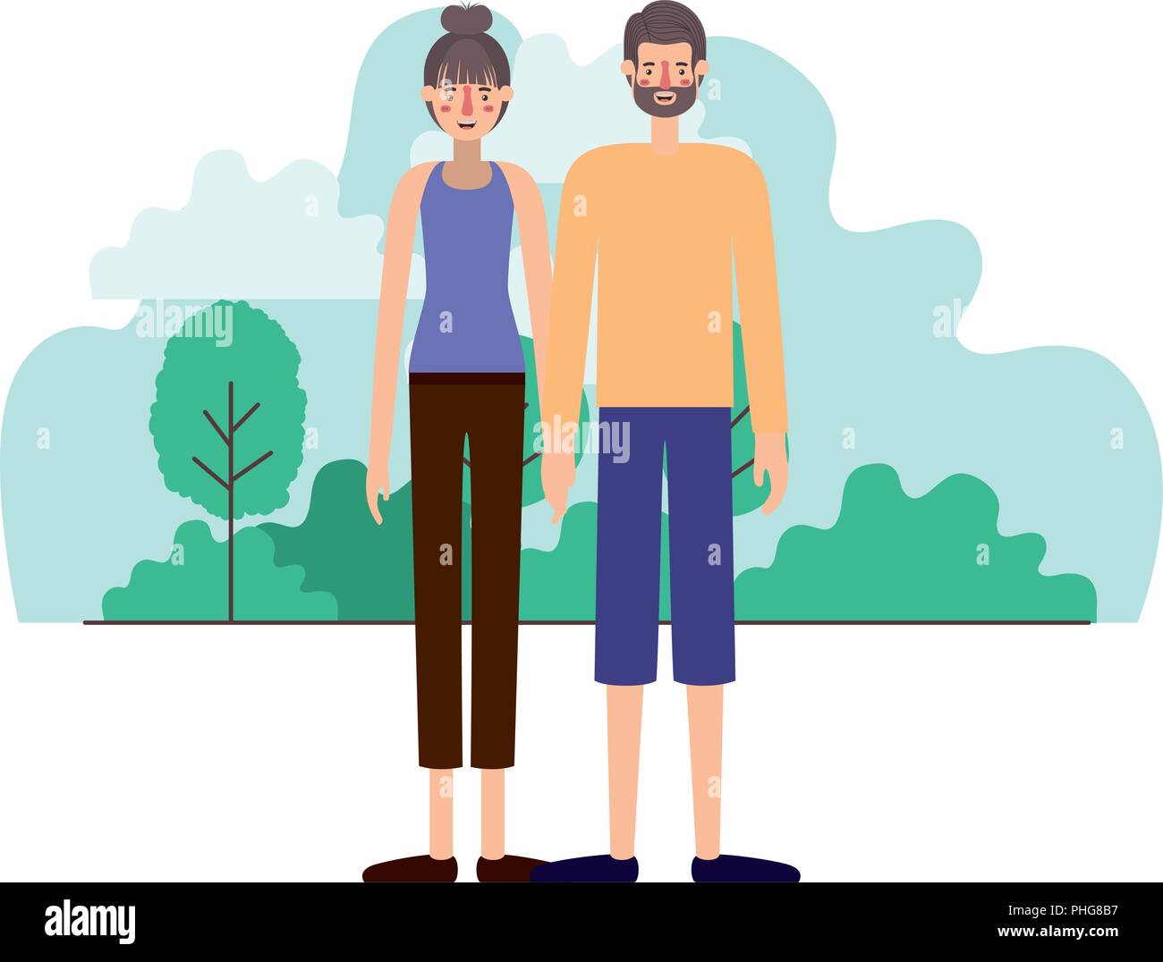 couple characters in camp scene Stock Vector Image & Art - Alamy