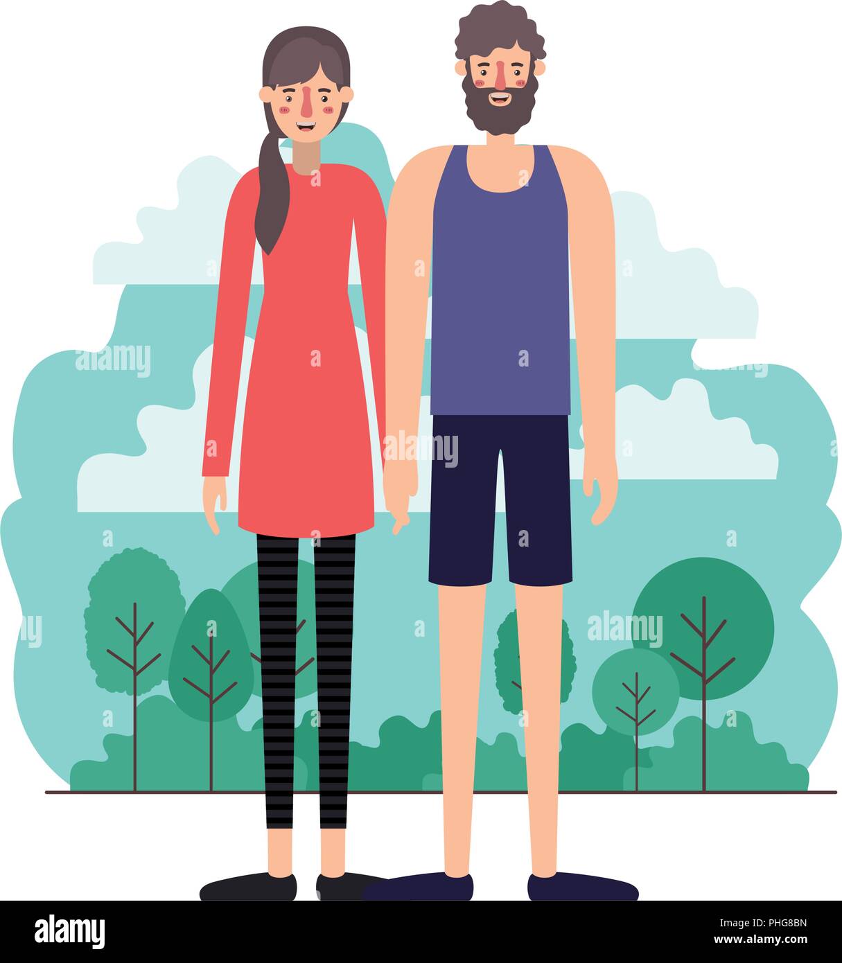 couple characters in camp scene Stock Vector Image & Art - Alamy