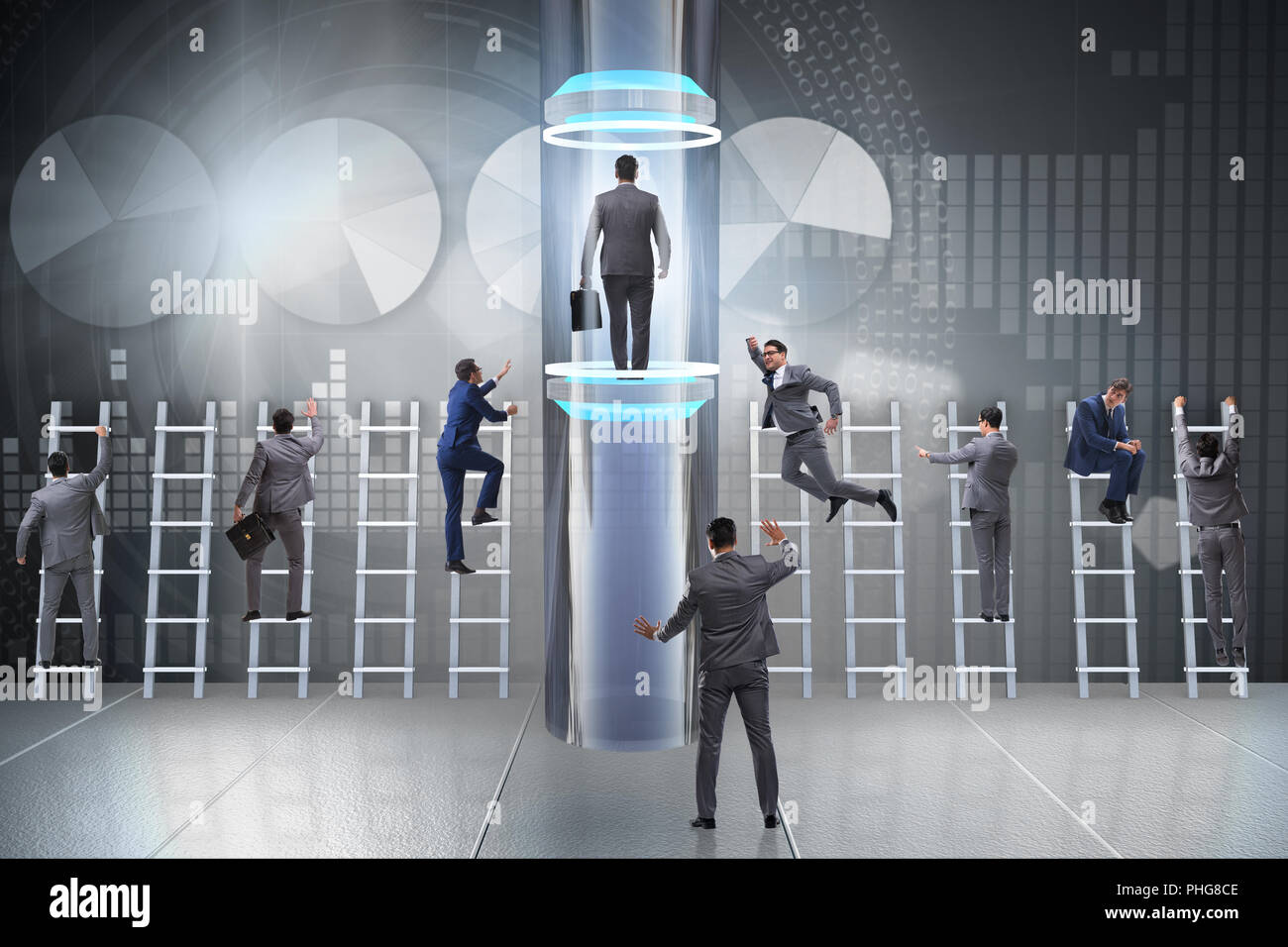 Businessmen in accelerated and fast promotion concept Stock Photo - Alamy