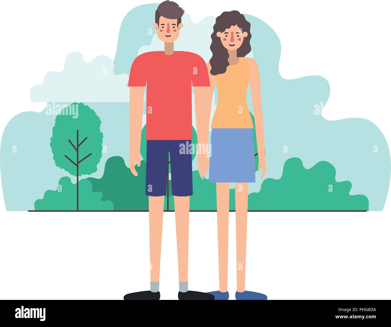couple characters in camp scene Stock Vector Image & Art - Alamy
