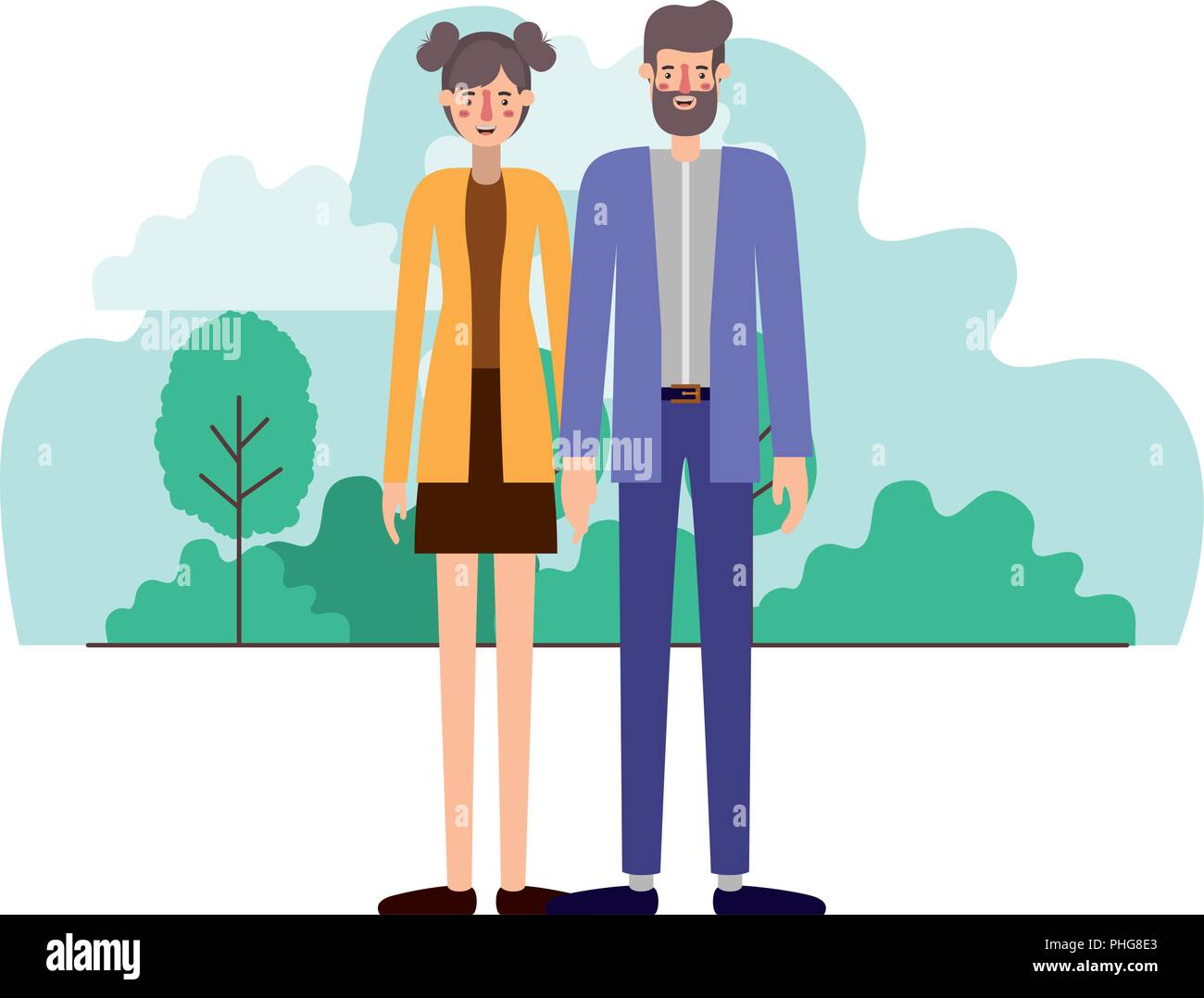 couple characters in camp scene Stock Vector Image & Art - Alamy
