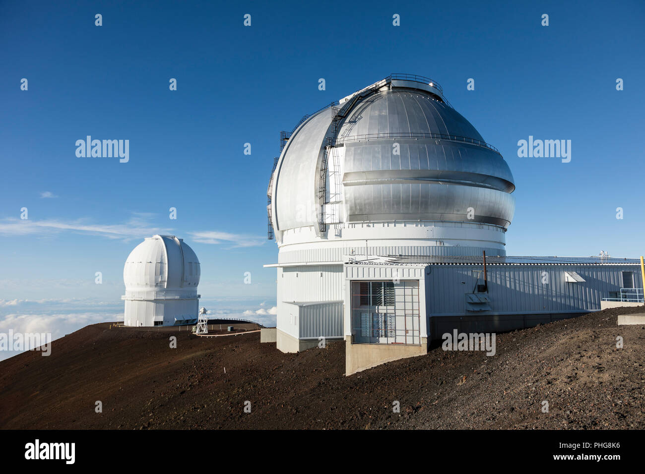 Mauna Kea Gemini North Telescope and Canada-France-Hawaii Telescope (CFHT),  Big Island, Hawaii Stock Photo - Alamy