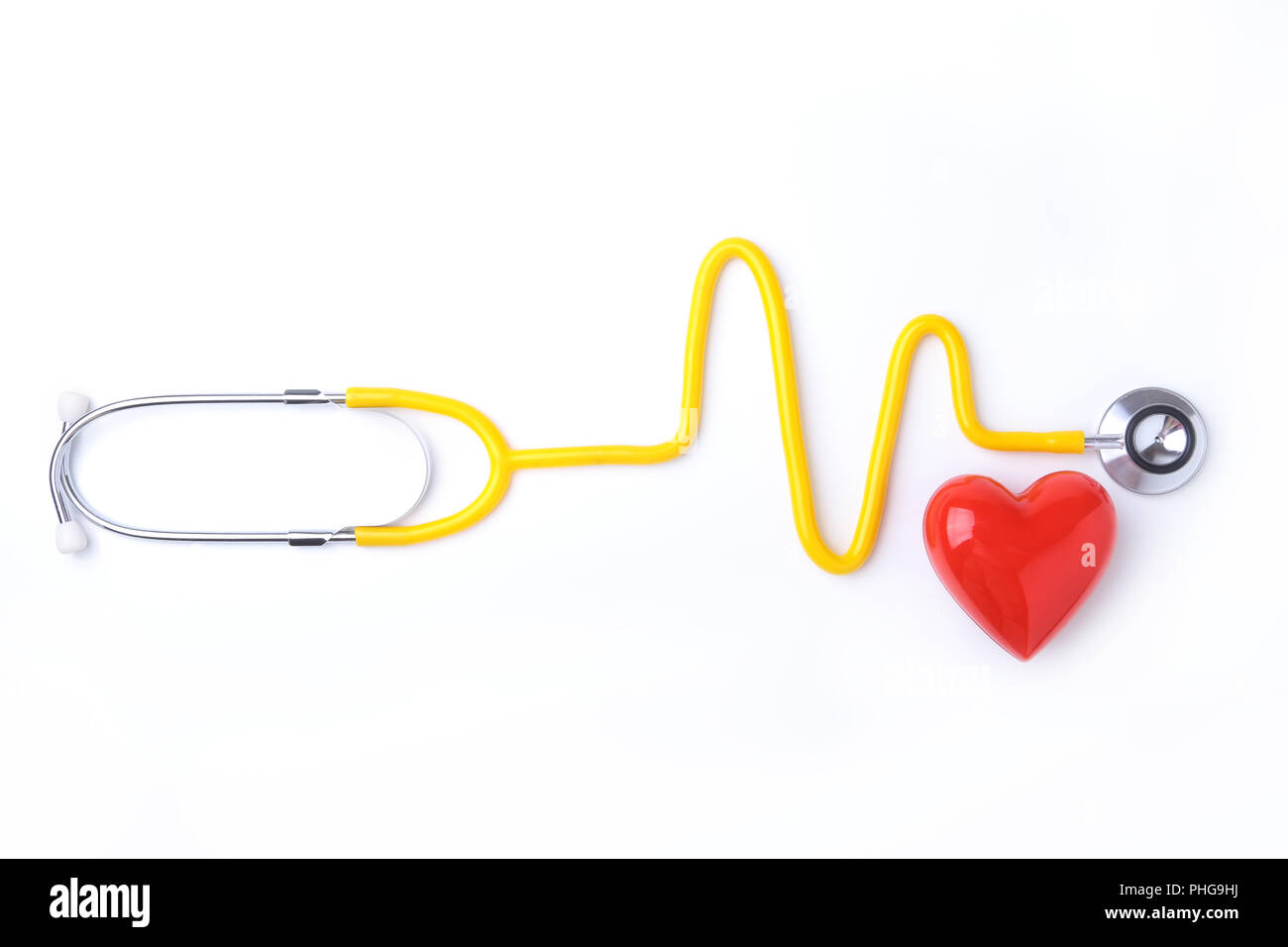 Red heart and a stethoscope on white background Stock Photo - Alamy