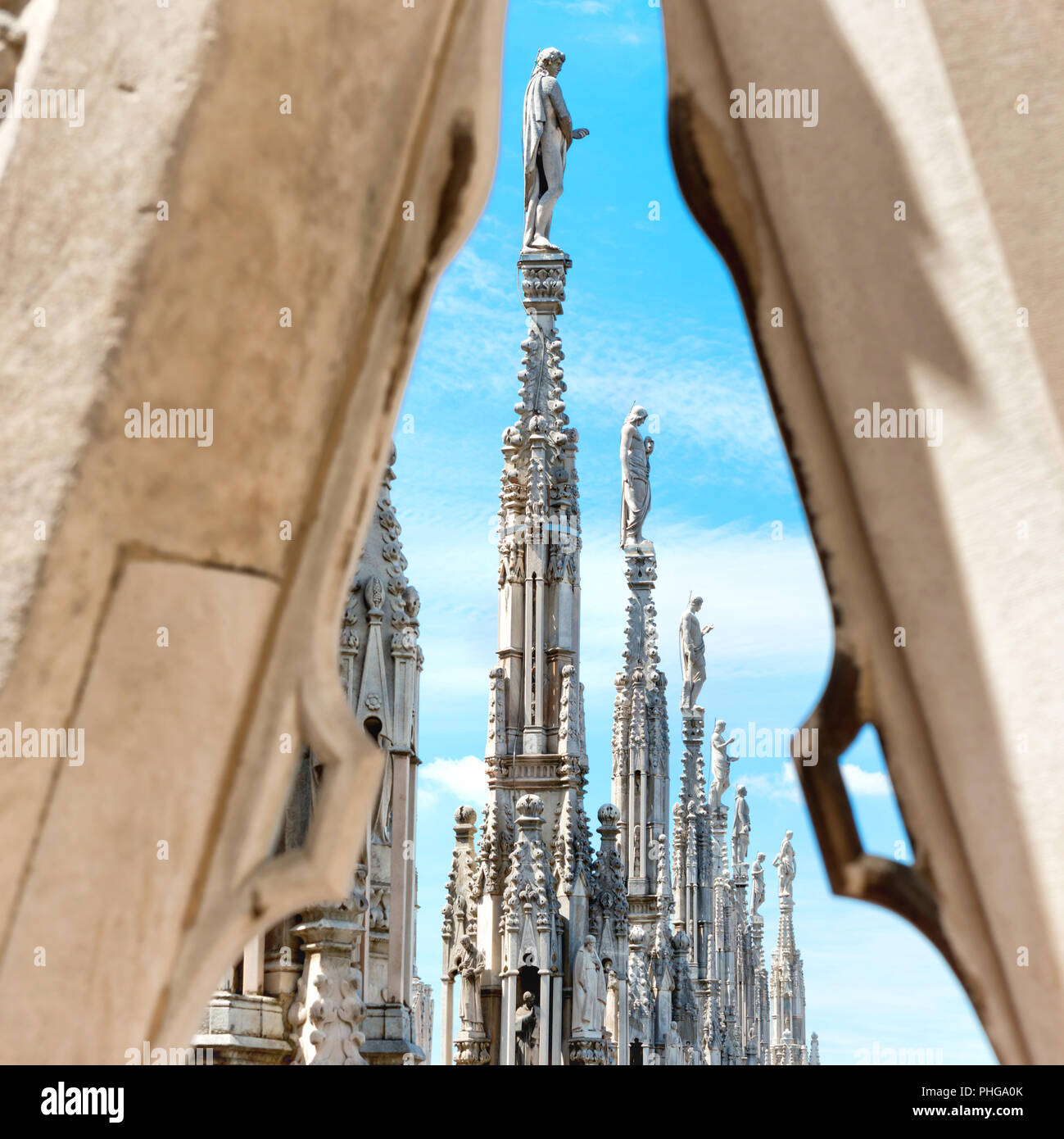 Statues on the roof of famous Milan Cathedral Duomo Stock Photo Alamy