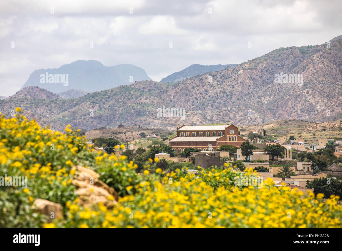 Skyline of Keren, the second largest settlement in Eritrea Stock Photo