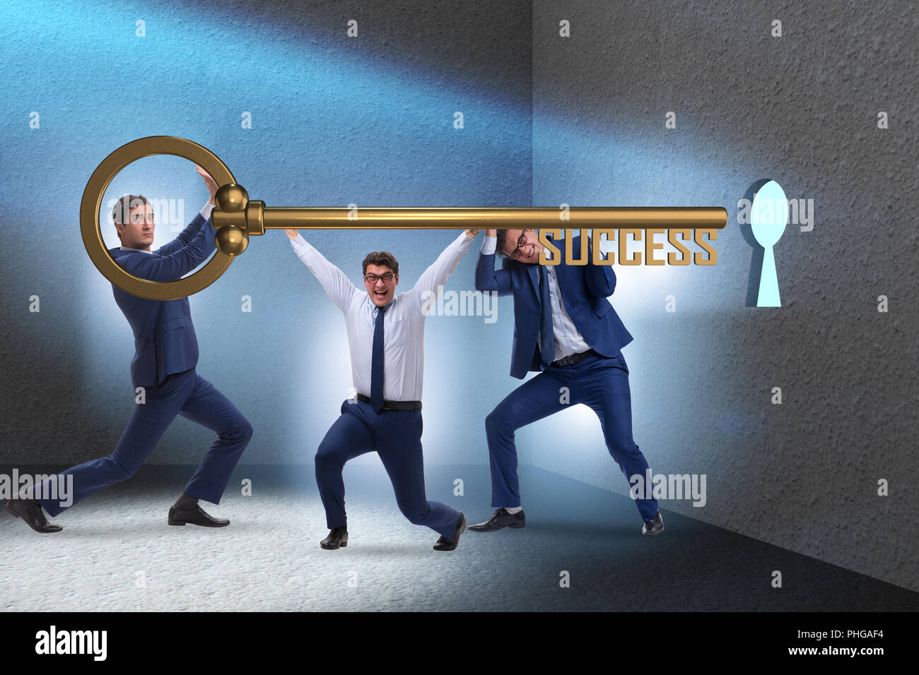 Businessmen in business success concept with key Stock Photo - Alamy