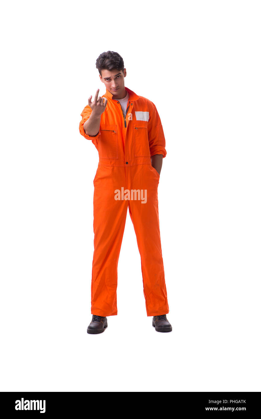 Prisoner in orange robe isolated on white background Stock Photo - Alamy