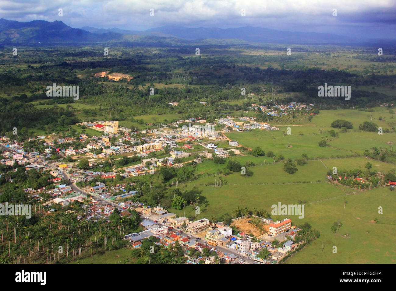 Aerial view of the Village in the Dominican Republic Stock Photo
