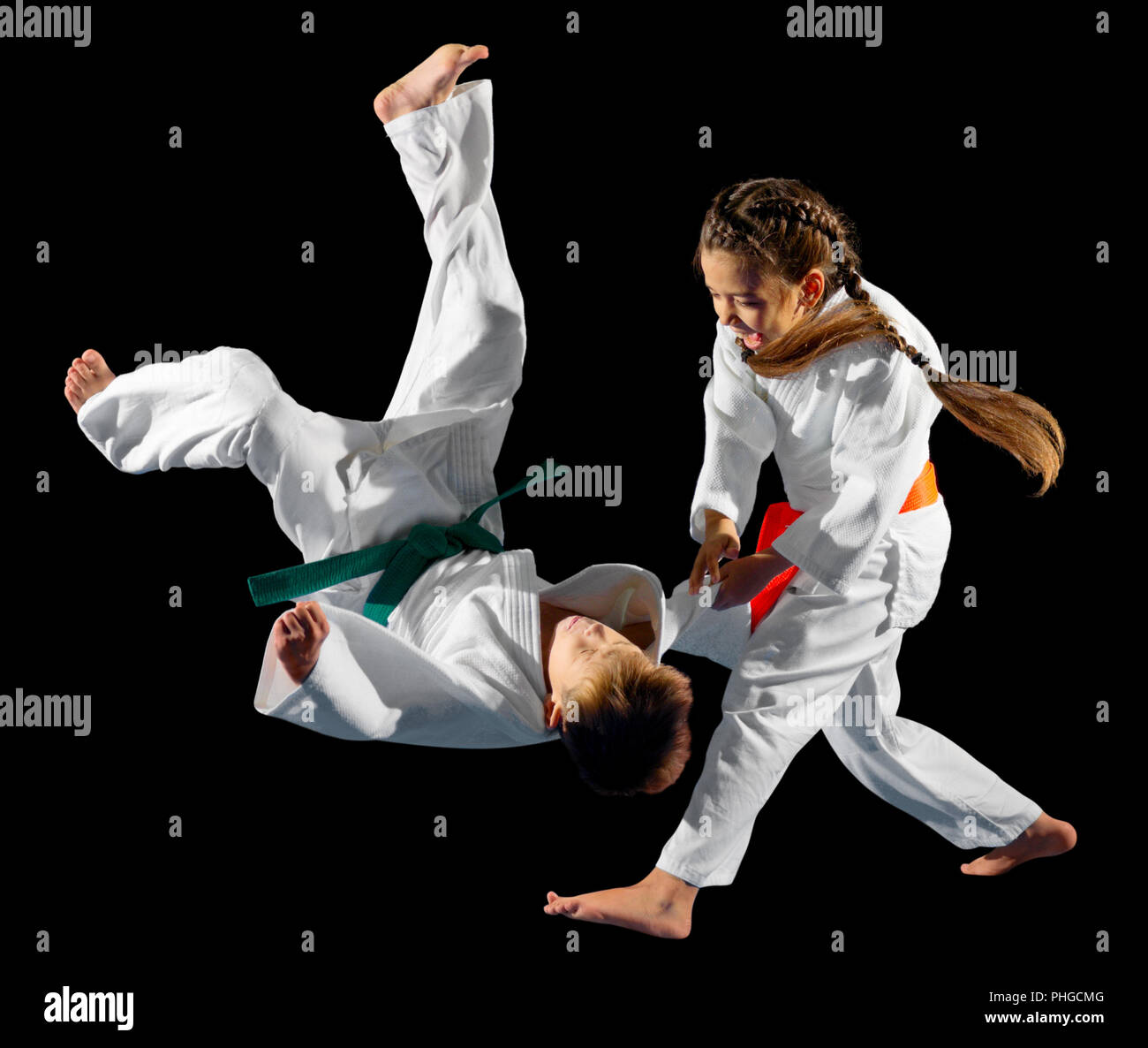 Children martial arts fighters isolated Stock Photo Alamy