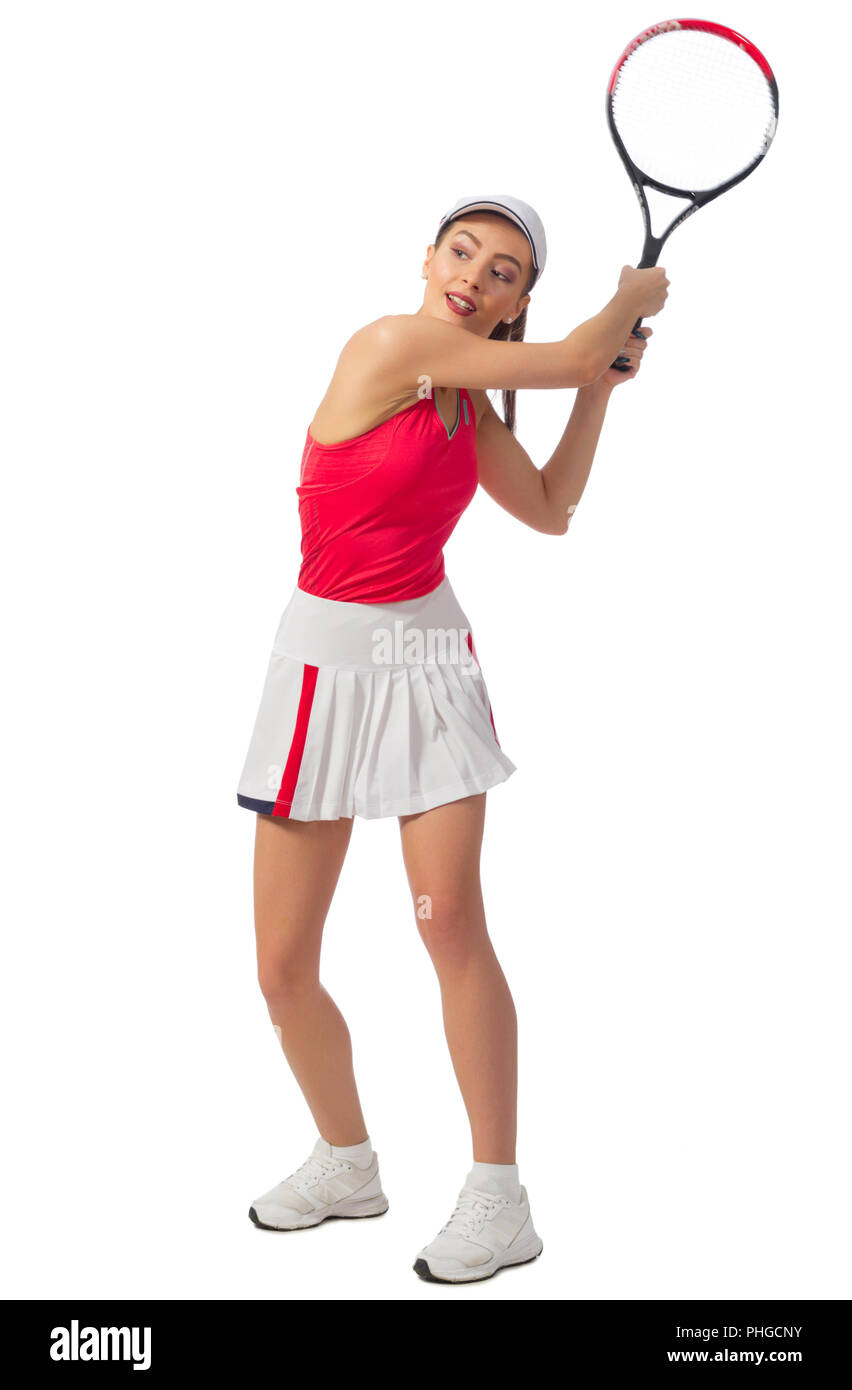 Young woman tennis player isolated (without ball version Stock Photo