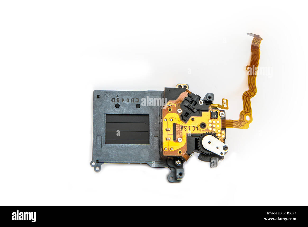 A picture of an electronic shutter, the component of an electronic reflex camera. Stock Photo