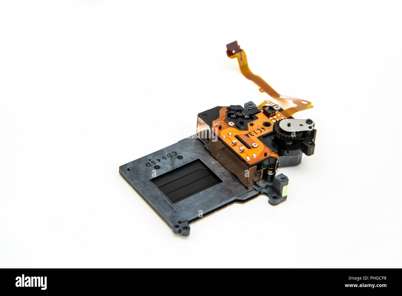 A picture of an electronic shutter, the component of an electronic reflex camera. Stock Photo