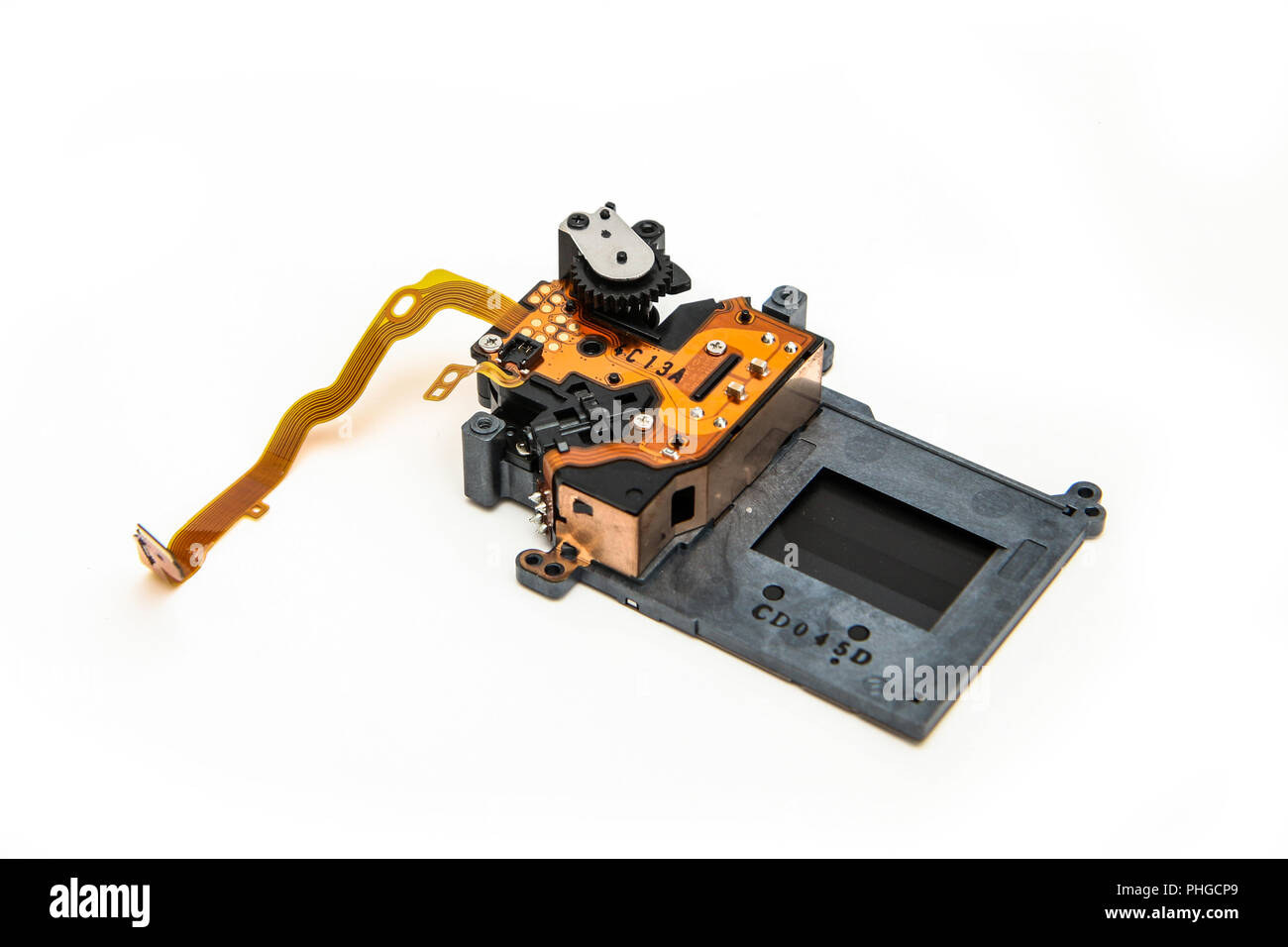 A picture of an electronic shutter, the component of an electronic reflex camera. Stock Photo