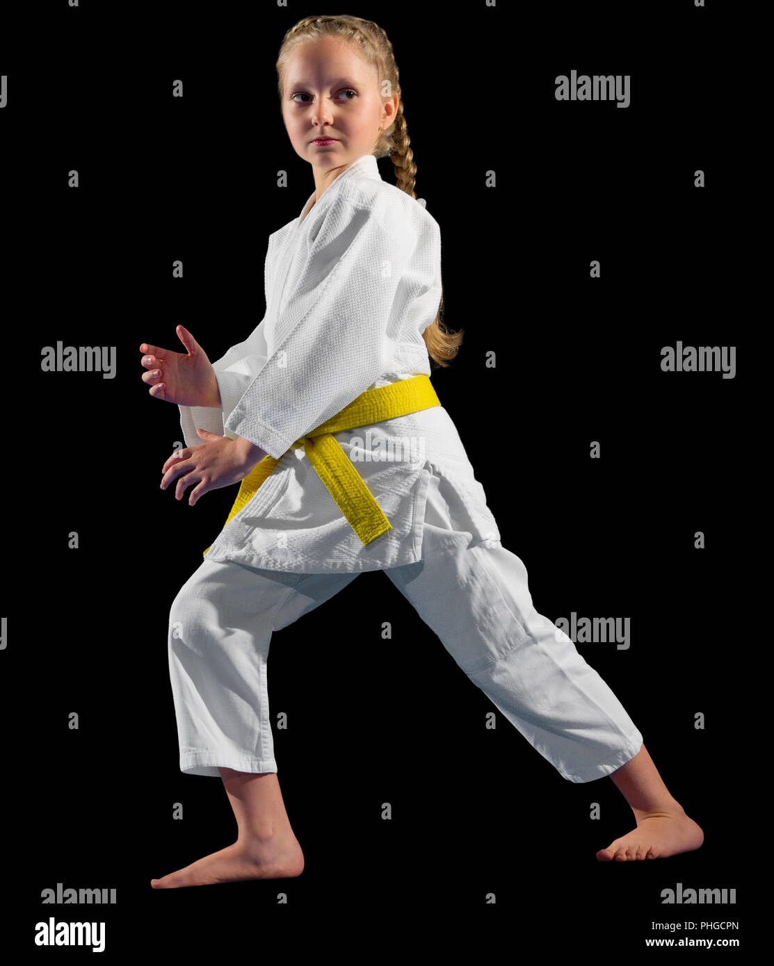 Little girl martial arts fighter isolated Stock Photo Alamy