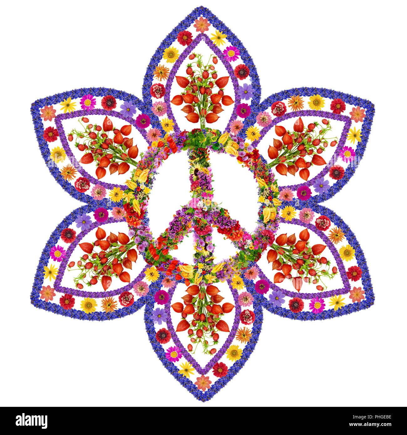 Peace floral mandala isolated Stock Photo - Alamy