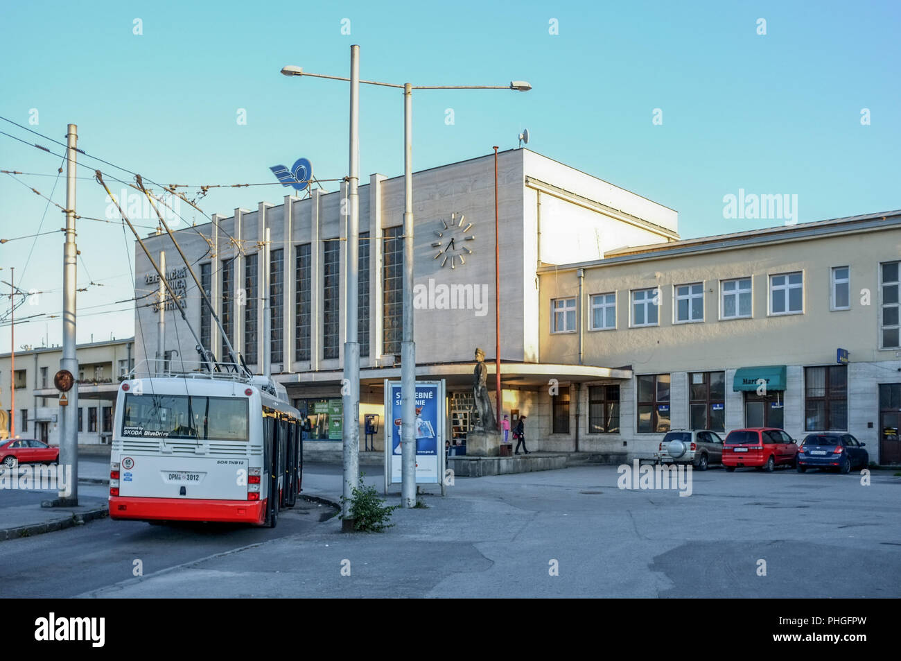Modern trolleybus at the railway station of Banska-Bystrica Stock Photo